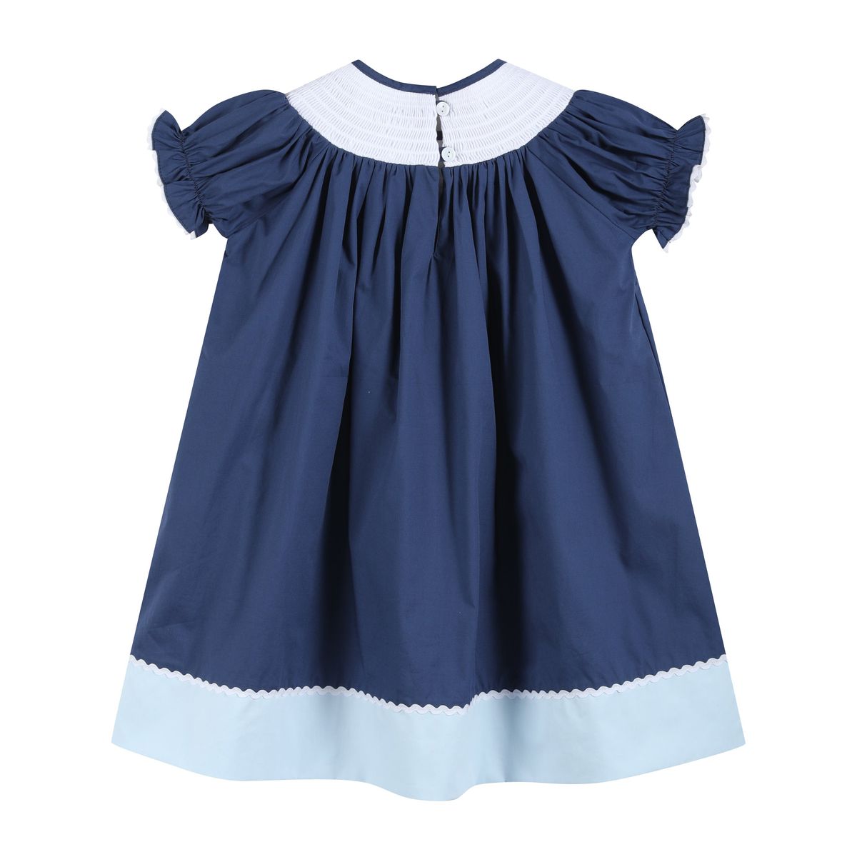 Navy Nativity Smocked Dress