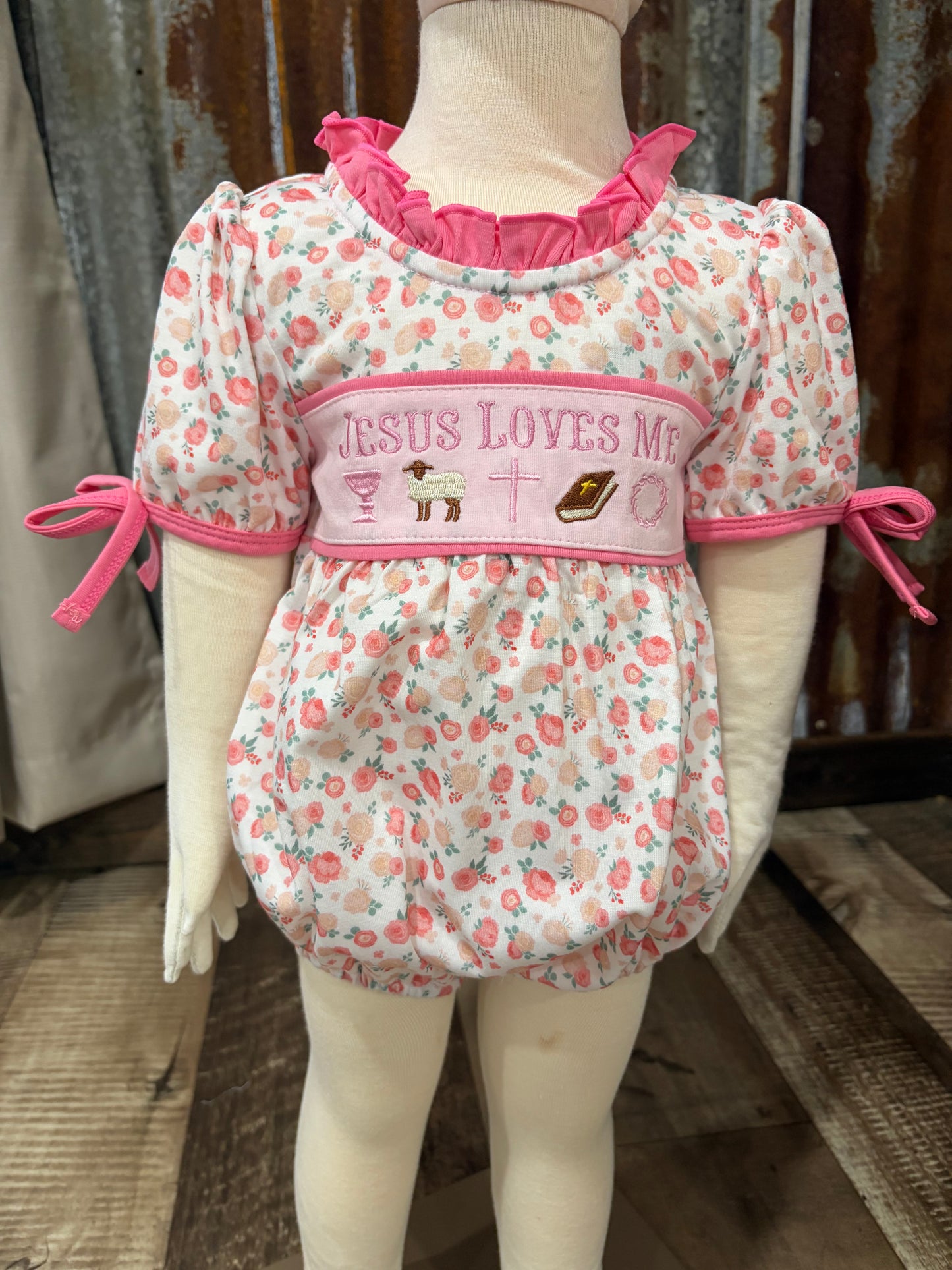 Jesus Loves Me Embroidered Bubble