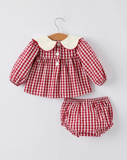 Red Gingham Christmas Tree Bloomer Set