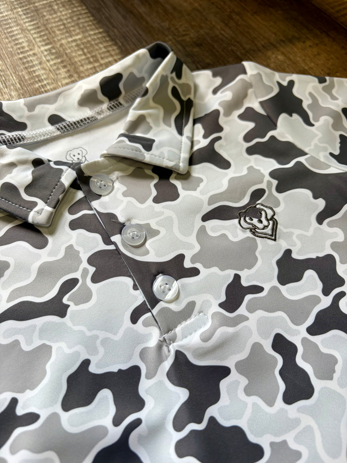 Gray Camo Long Sleeve Polo