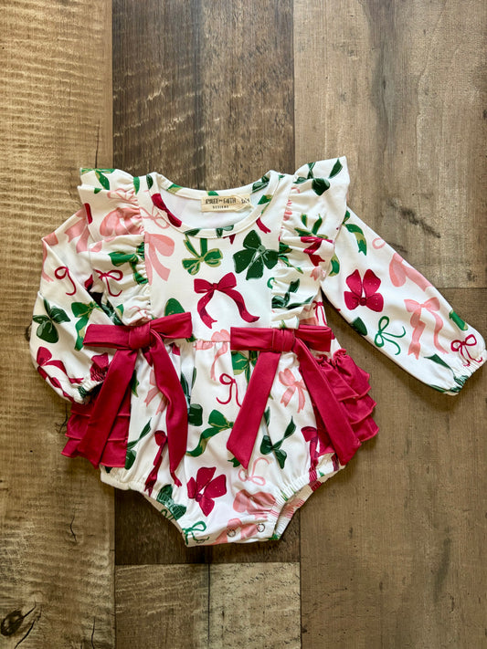 Christmas Bow Long Sleeve Bubble