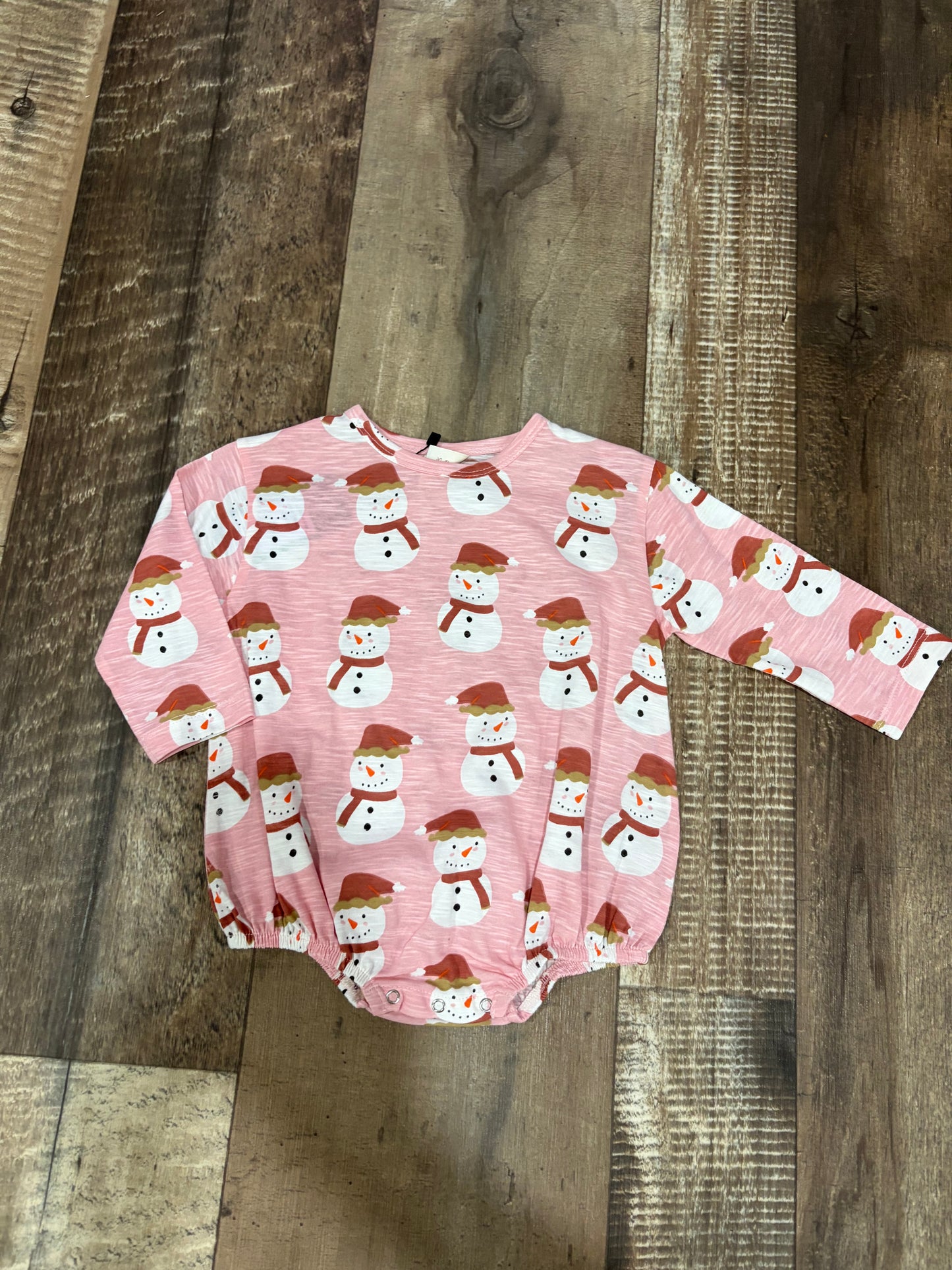Pink Snowman Long Sleeve Bubble