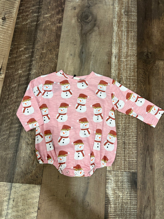 Pink Snowman Long Sleeve Bubble