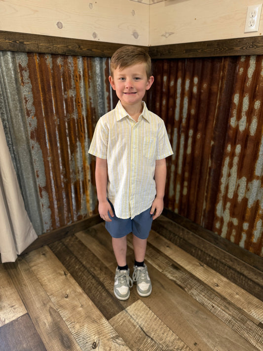 Sunshine Striped Short Sleeve Button Up