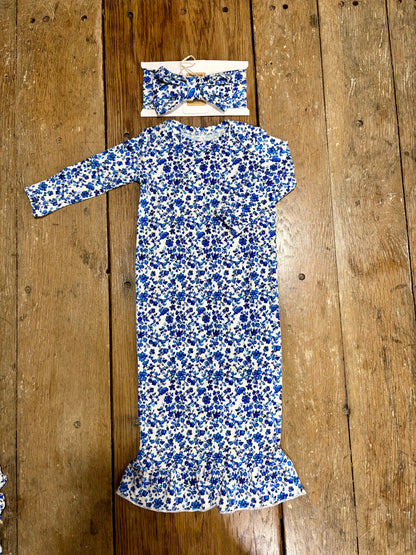 Blue Floral Bamboo Pajamas