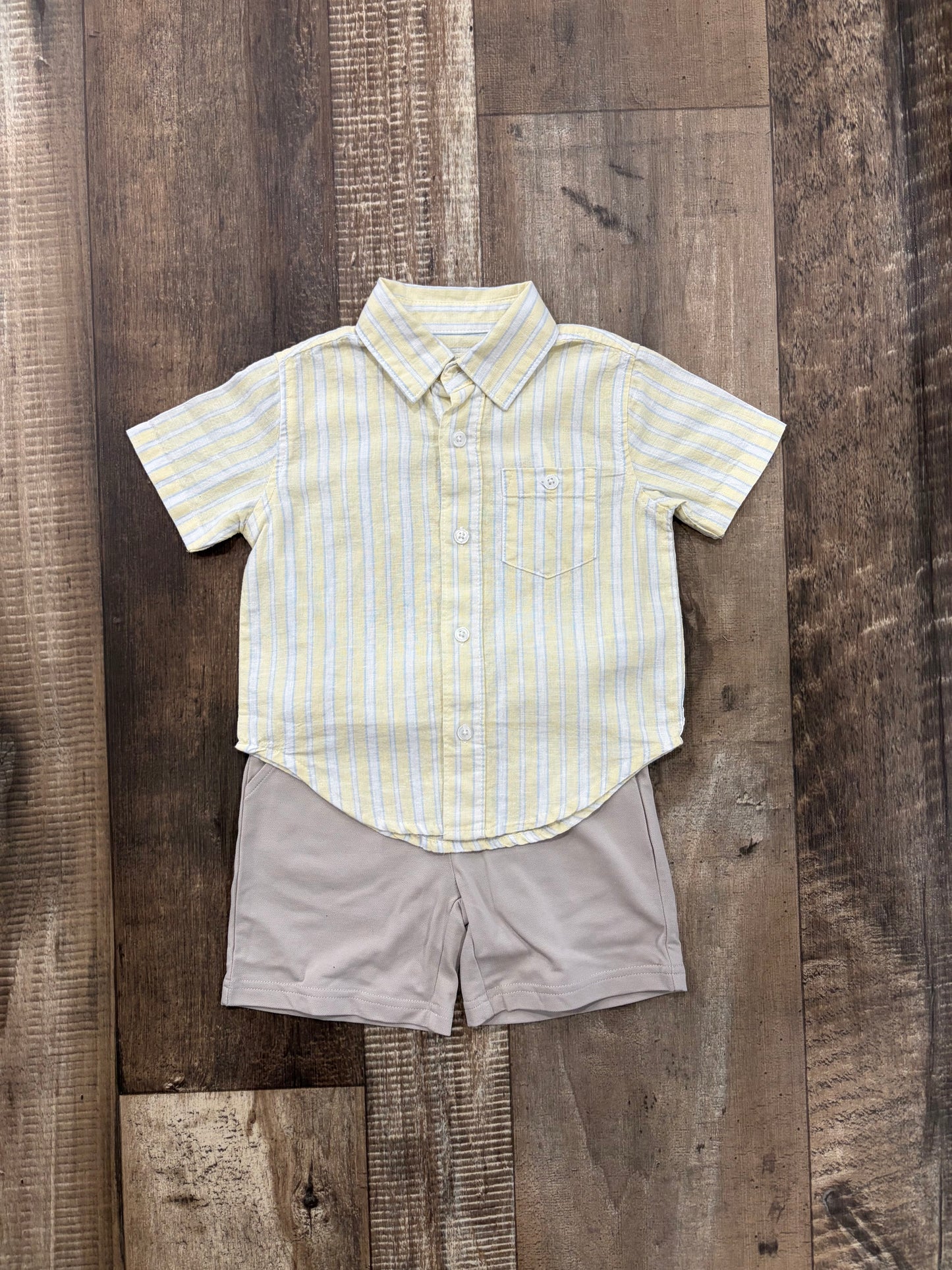 Sunshine Striped Short Sleeve Button Up