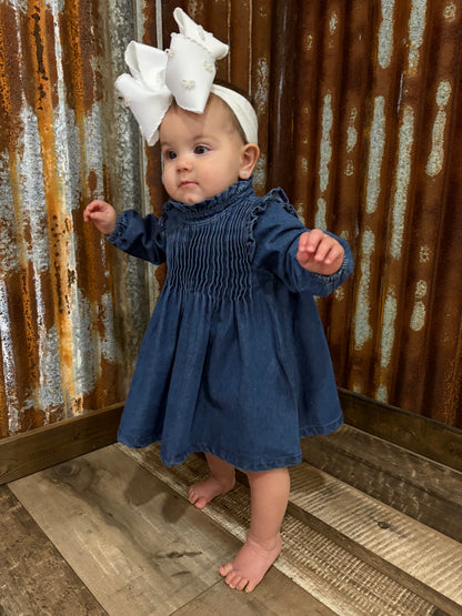 Pleated Denim Dress