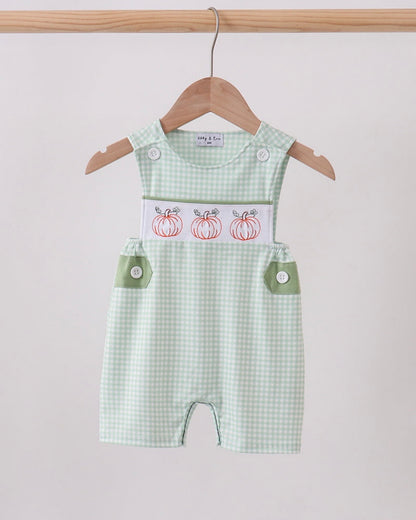Sage Pumpkin Embroidered Overalls