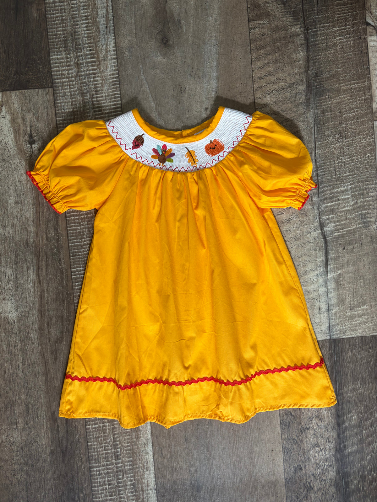 Yellow Thanksgiving Smocked Dress