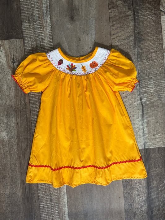 Yellow Thanksgiving Smocked Dress