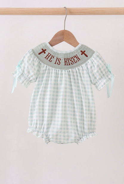 Sage Gingham He is Risen Bubble