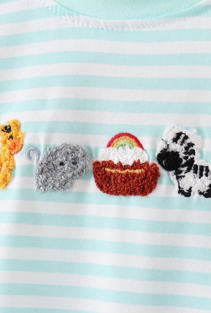 Noah’s Ark French Knot Boys Romper