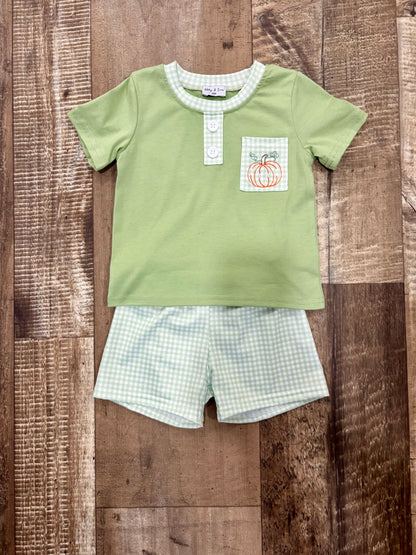 Sage Pumpkin Embroidered Set