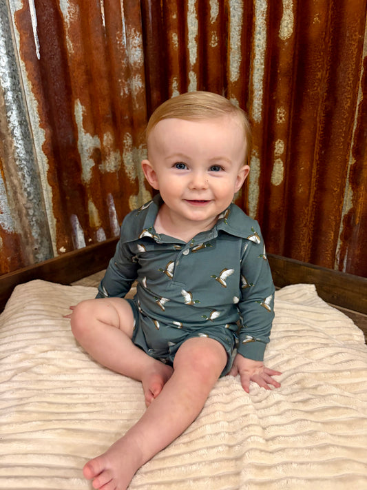 Flying Mallard Long Sleeve Romper