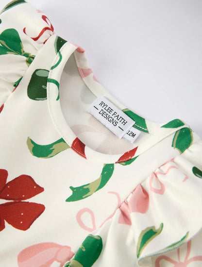 Christmas Bow Long Sleeve Bubble