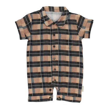 Driftwood Muslin Collared Romper