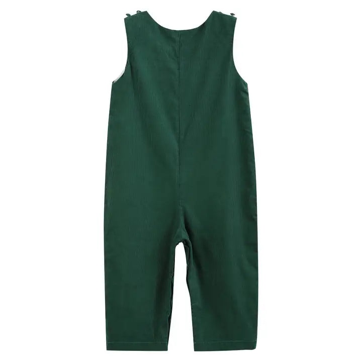 Christmas Green Smocked Overalls