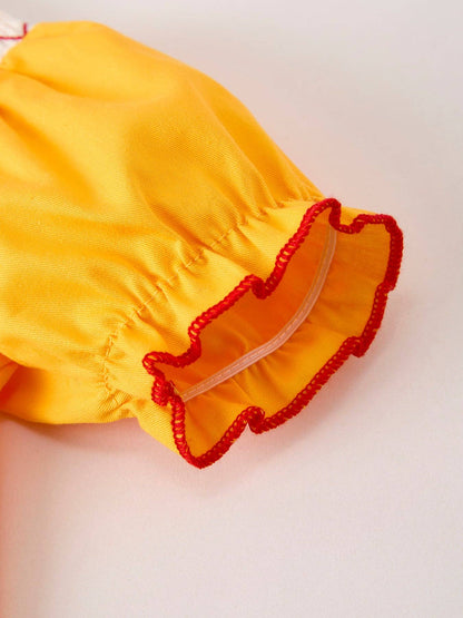 Yellow Thanksgiving Embroidered Romper