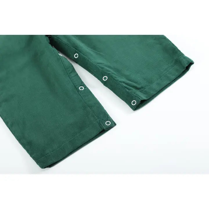 Christmas Green Smocked Overalls
