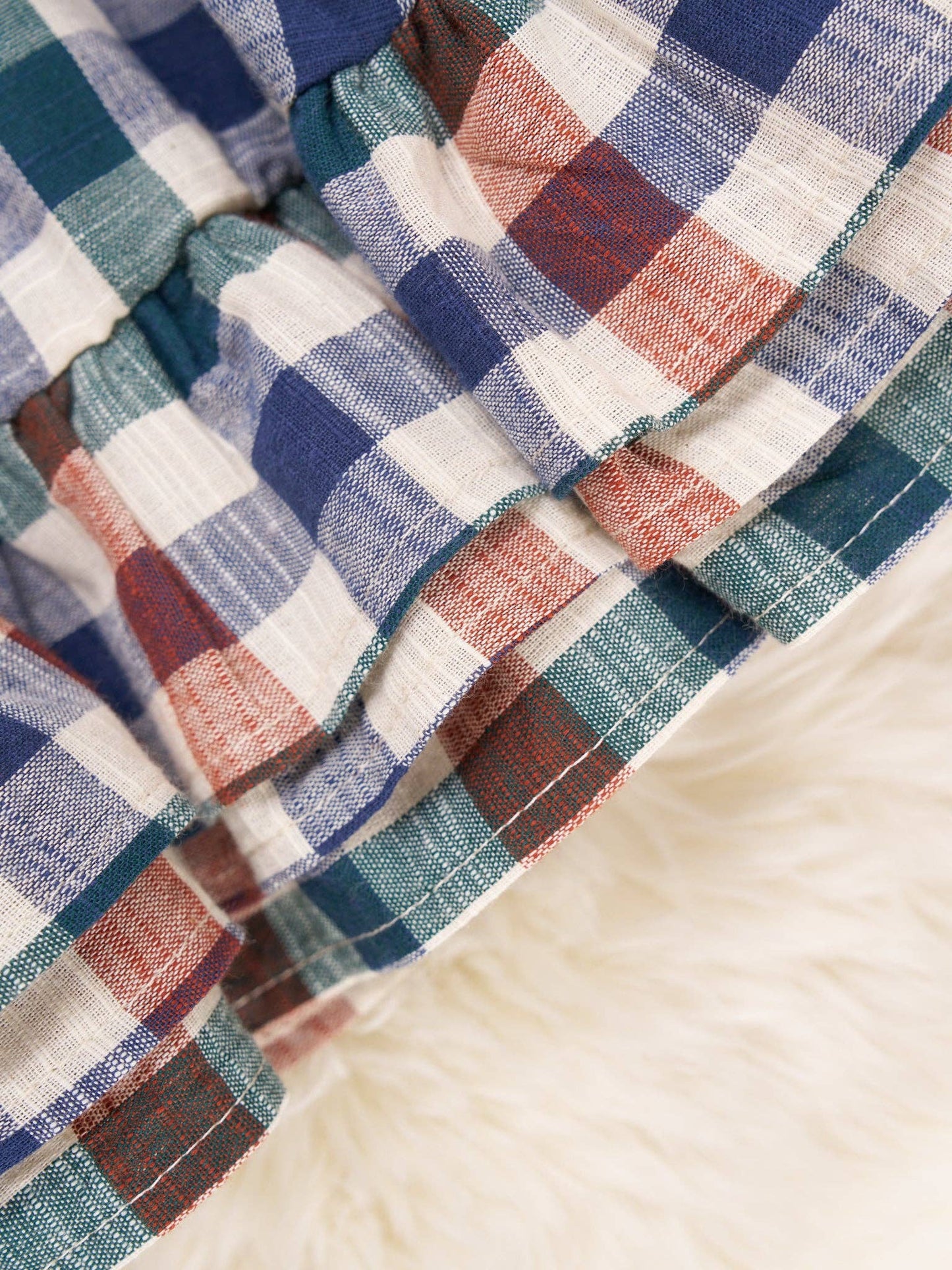 Fall Vintage Plaid Ruffle Swing Dress