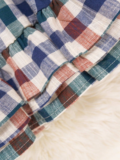 Fall Vintage Plaid Ruffle Swing Dress