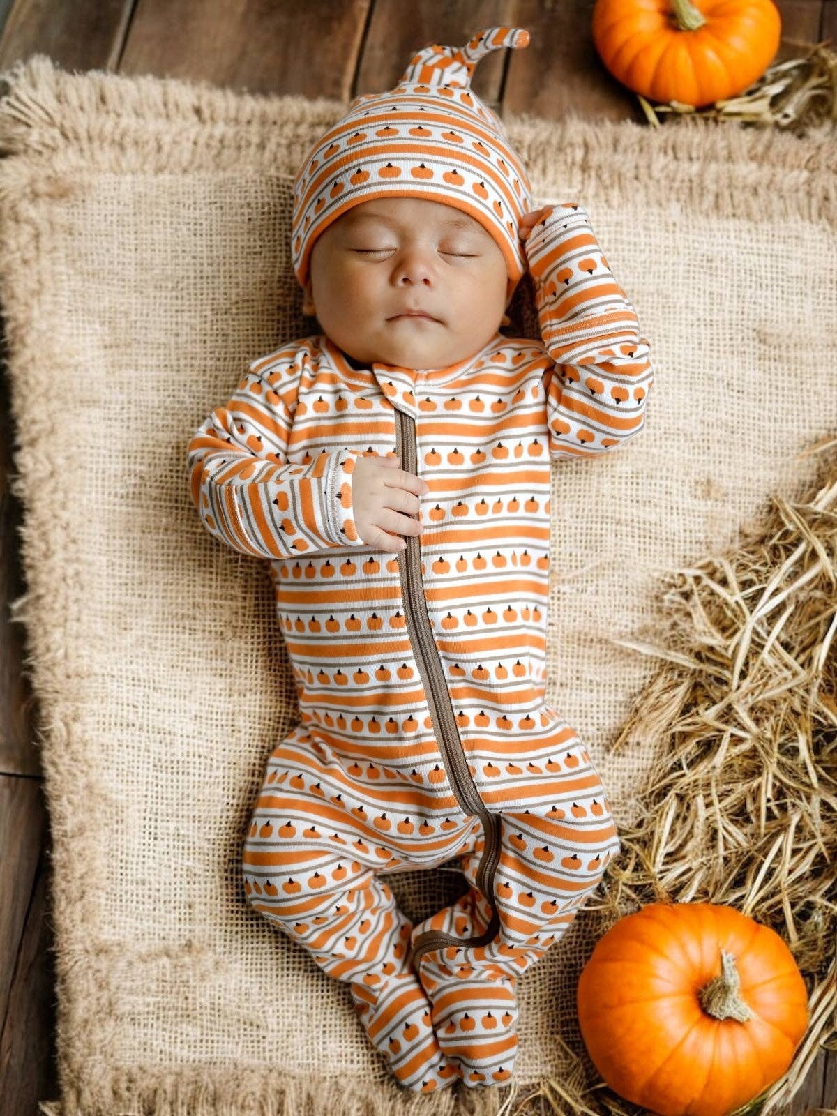 Pumpkin Stripe Zip Sleeper